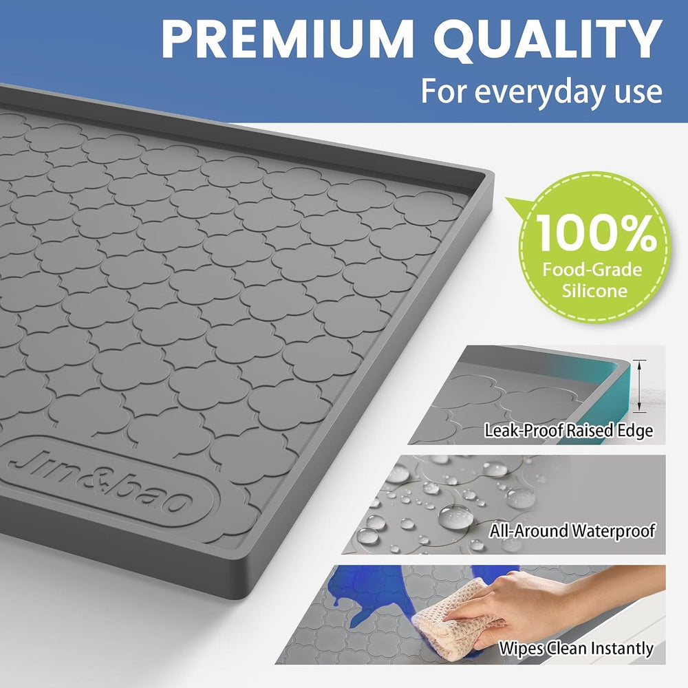 Jin&Bao Under Sink Mat 37" x 22" Waterproof Silicone Cabinet Ki...