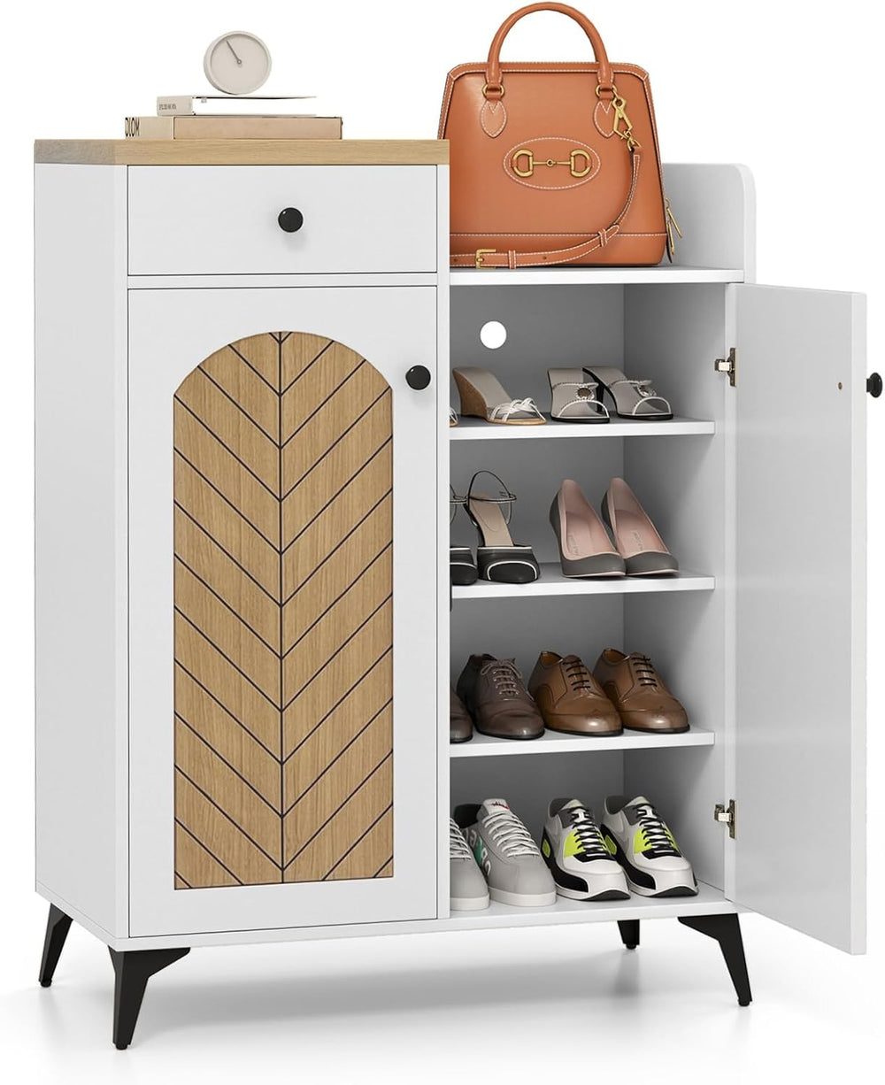 LOKO Shoe Cabinet with Doors, 6-Tier Shoe Storage Cabinet with Drawer, 6 Adju...