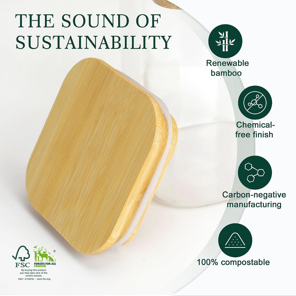 LIBWYS 12-Pack Square Glass Storage Jars with Bamboo Lids (0.6Qt/1.06Qt) - St...