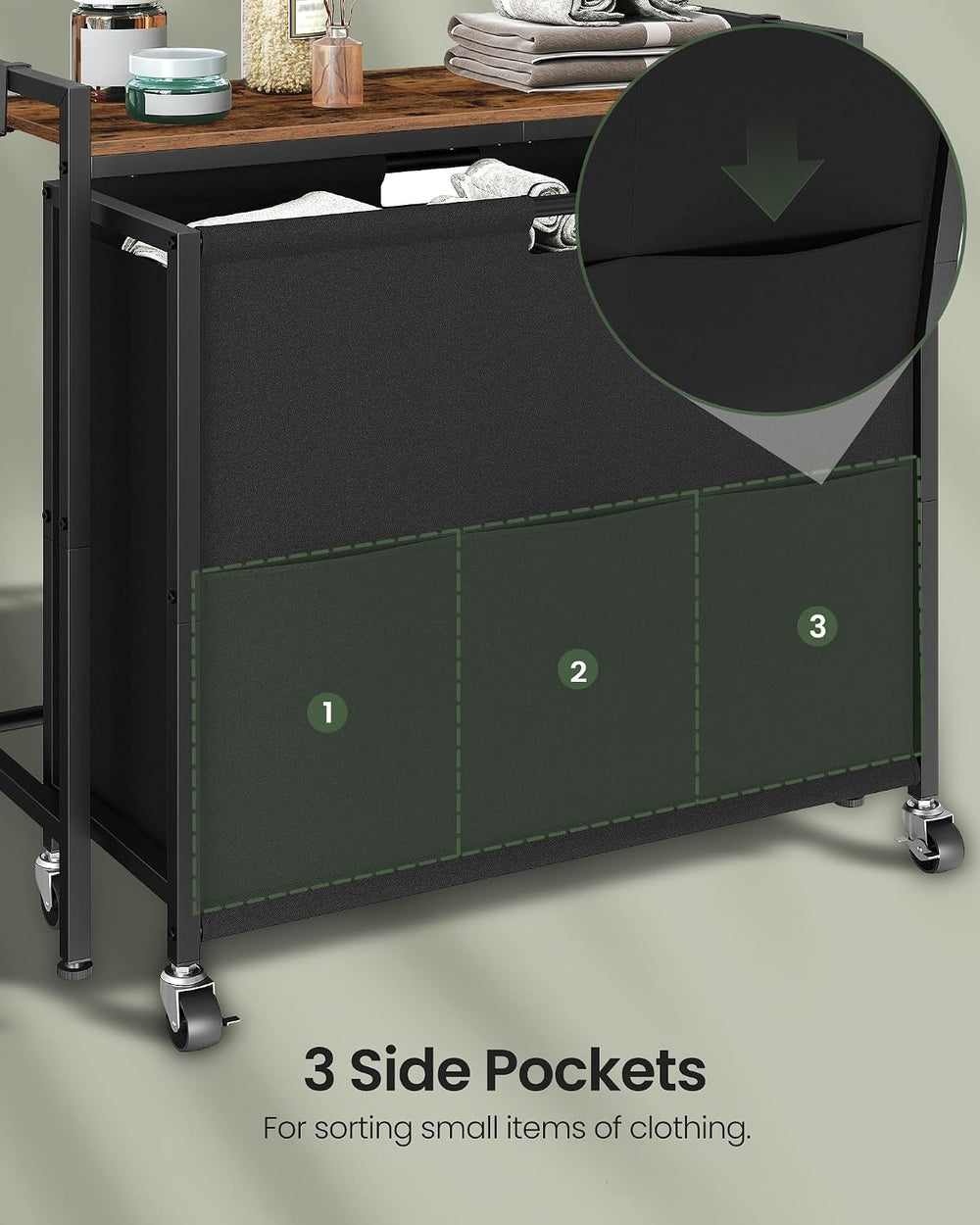 CHOEZON Laundry Sorter, Laundry Hamper with Storage Shelf, Mobile 2-in-1 Bask...