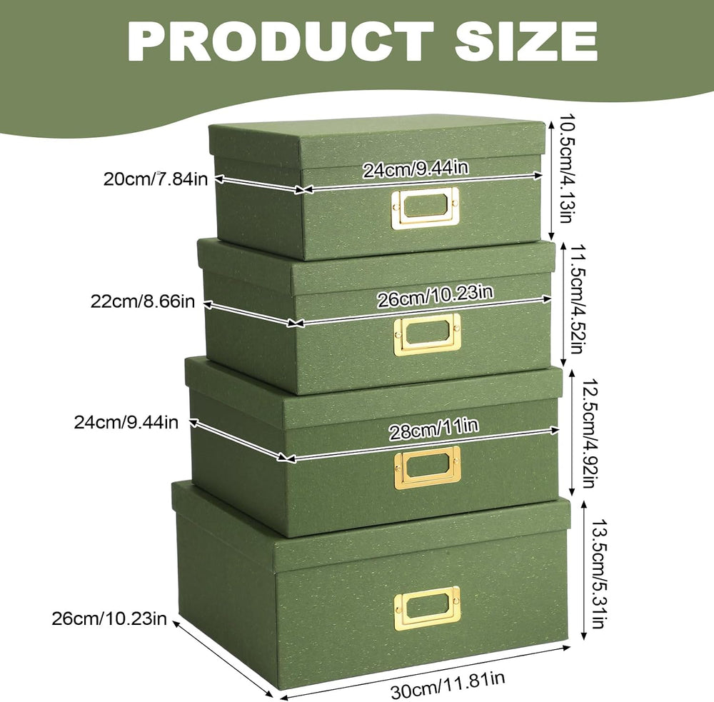 Eaasty Set of 4 Decorative Storage Boxes with Lids, Kraft Paper Boxes with Go...