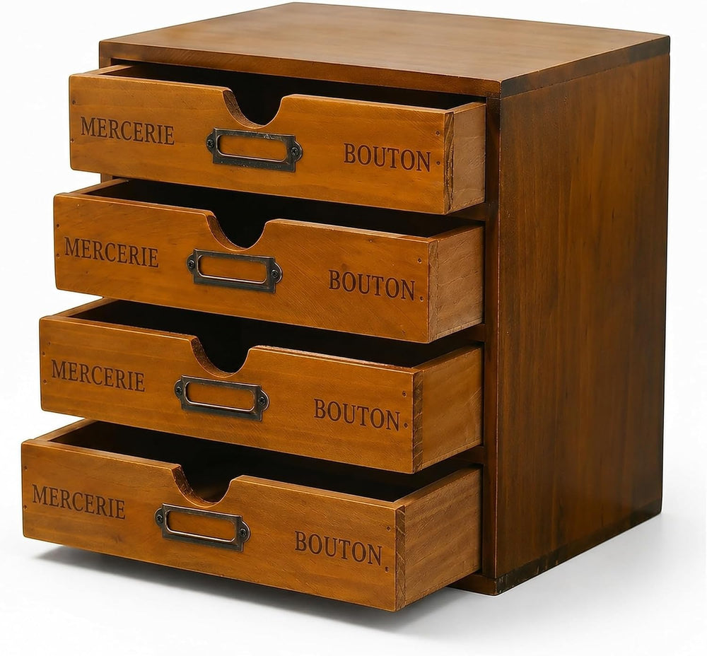 Modular Stackable Apothecary Cabinet 4 Drawer Desk Organizer - Retro Library ...
