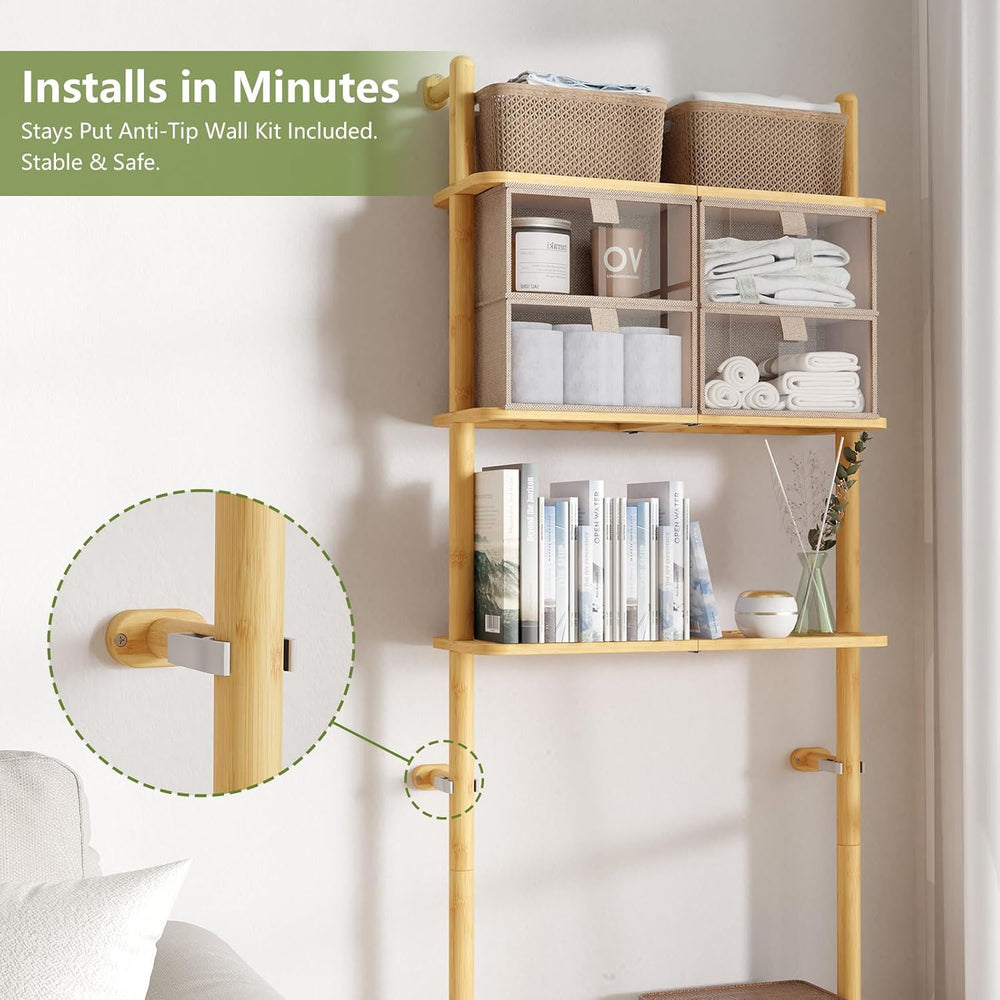 Bamboo Over The Toilet Storage, Bathroom Over Toilet Organizer with Cabinet