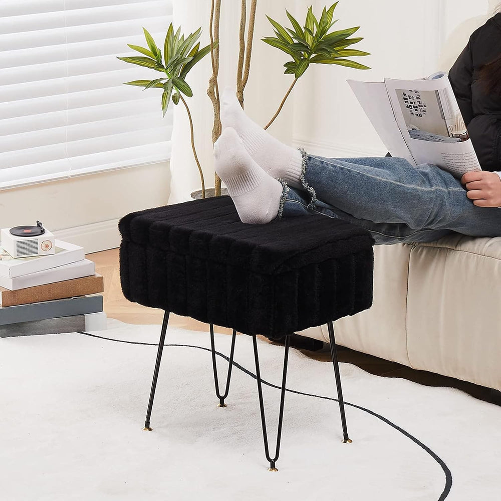 Wimarsbon Storage Ottoman, Vanity Stools with Metal Legs, 16.5" x 11.8&q...