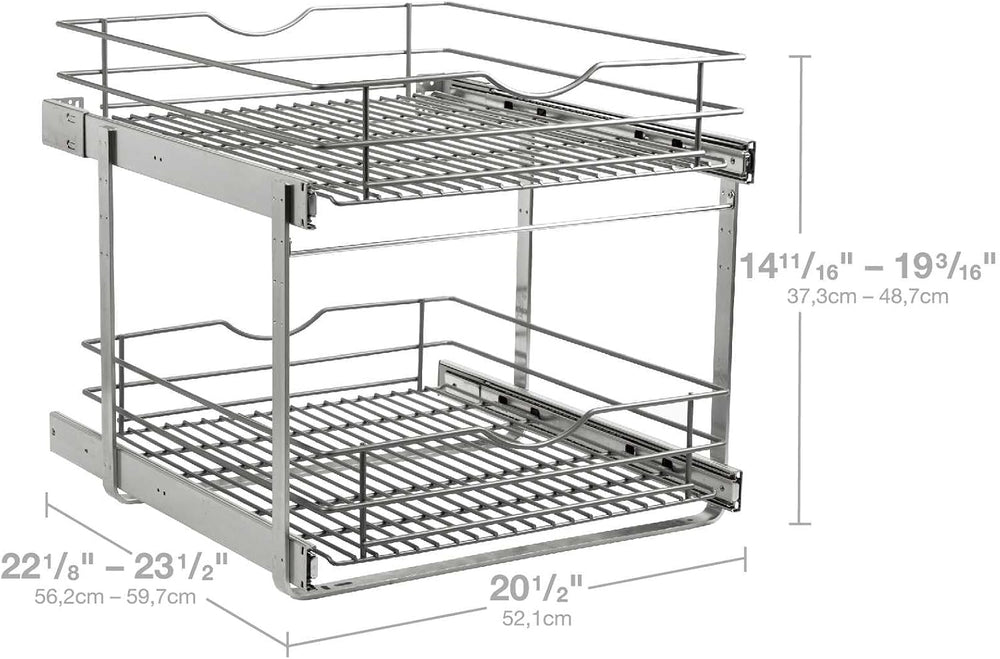 2 Tier Pull Out Cabinet Organizer,(20½"W x 22" D) Soft Close Slide ...