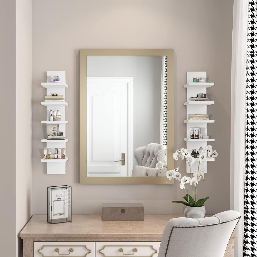 5 Tier Wall Shelves White, Vertical Column Shelf Floating Storage Home Decor ...