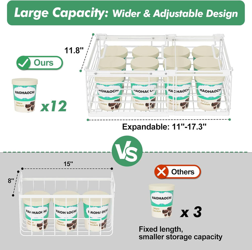 ADRIMER Freezer Organizer Bins, 4 Packs Foldable & Stackable Chest Freeze...