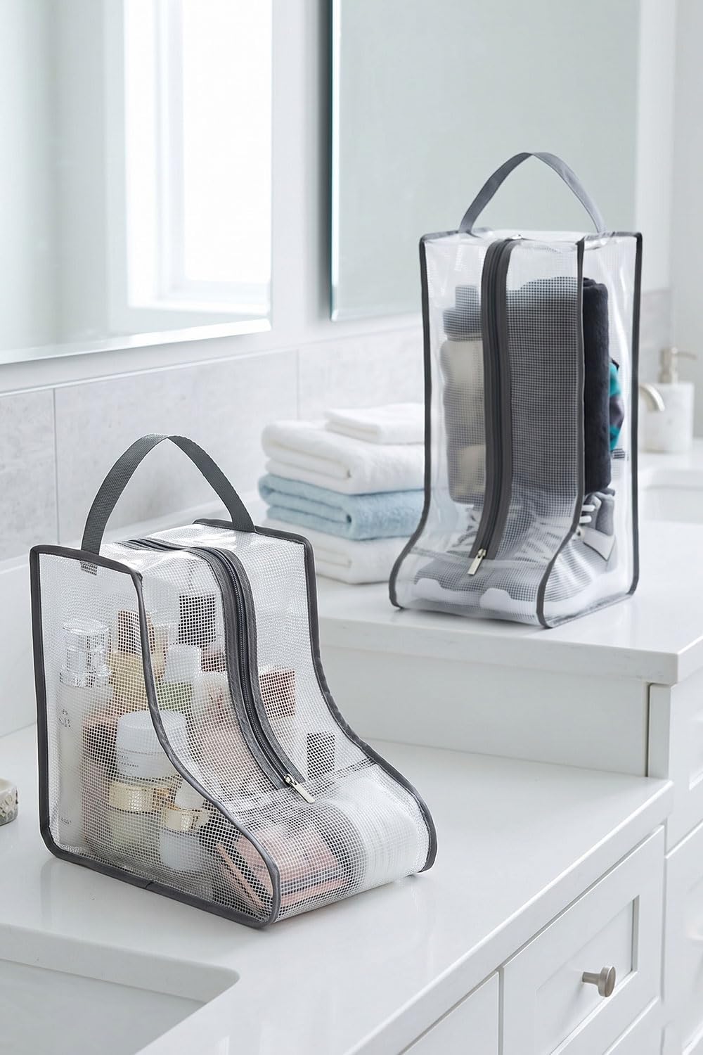 20 Pack Boot Storage Bags, Waterproof PVC Clear Shoe Bags with Zipper and Han...