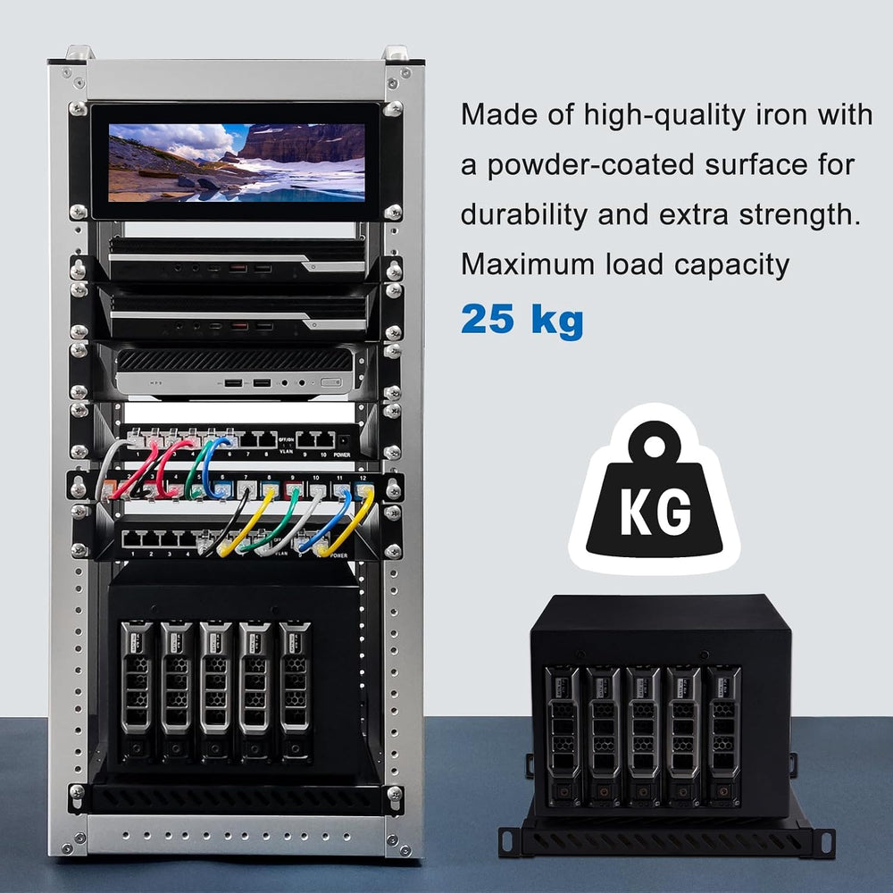 GeeekPi 10 inch 0.5U High Duty Vented Rack Shelf for DeskPi RackMate T2/T0 Pl...