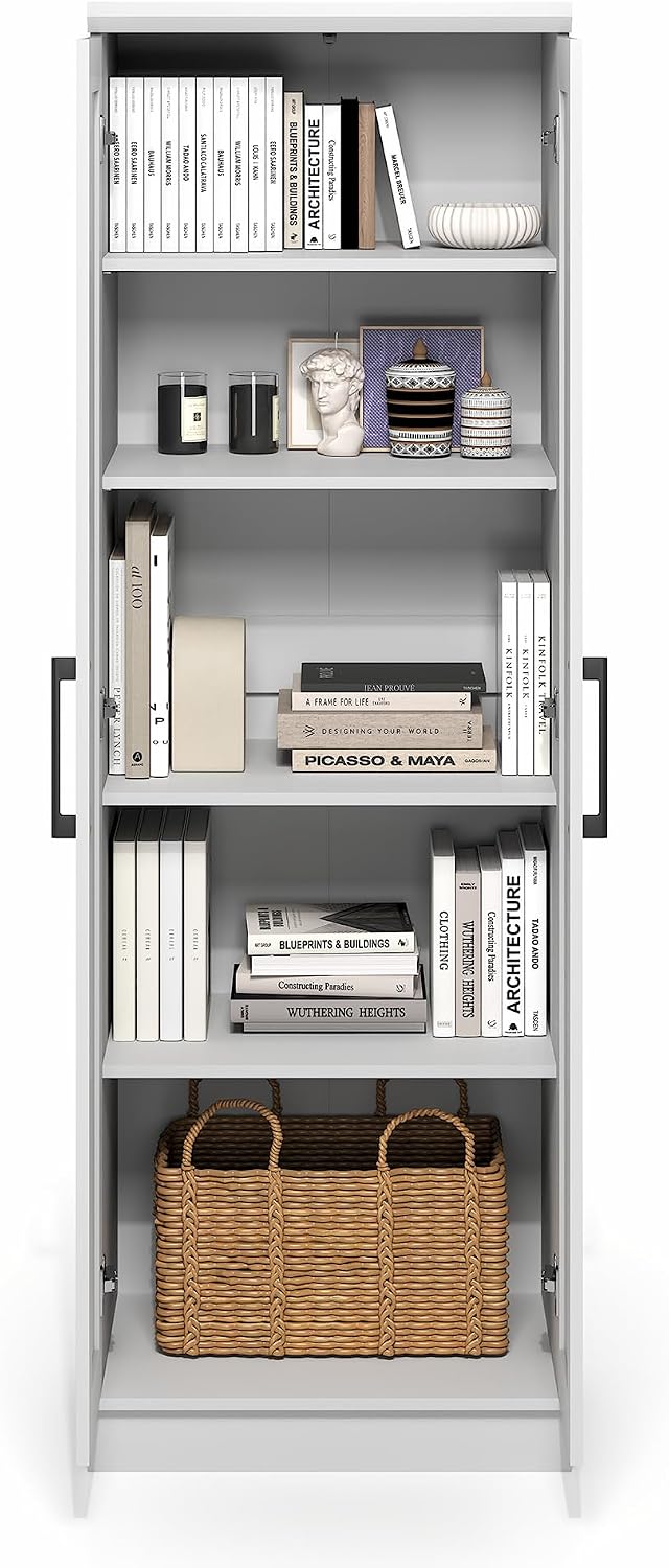 Furinno Robin Storage Cabinet, 5-Tier Pantry Cabinet with Adjustable Shelves,...
