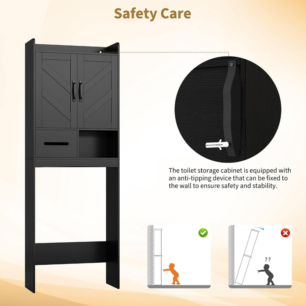23.6''W Over the Toilet Storage Cabinet, Doors, Adjustable Shelve