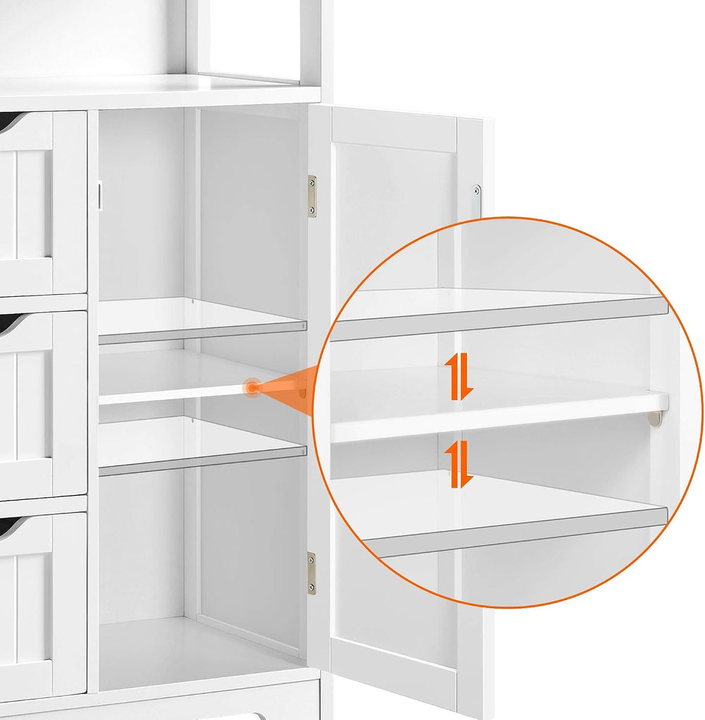 Yaheetech Small Freestanding Bathroom Storage Cabinet with 3 Drawers, White