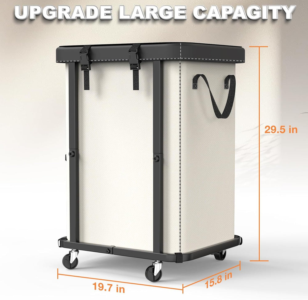 Laundry Basket with Wheels,150L Leather Patchwork Rolling Hamper Carts