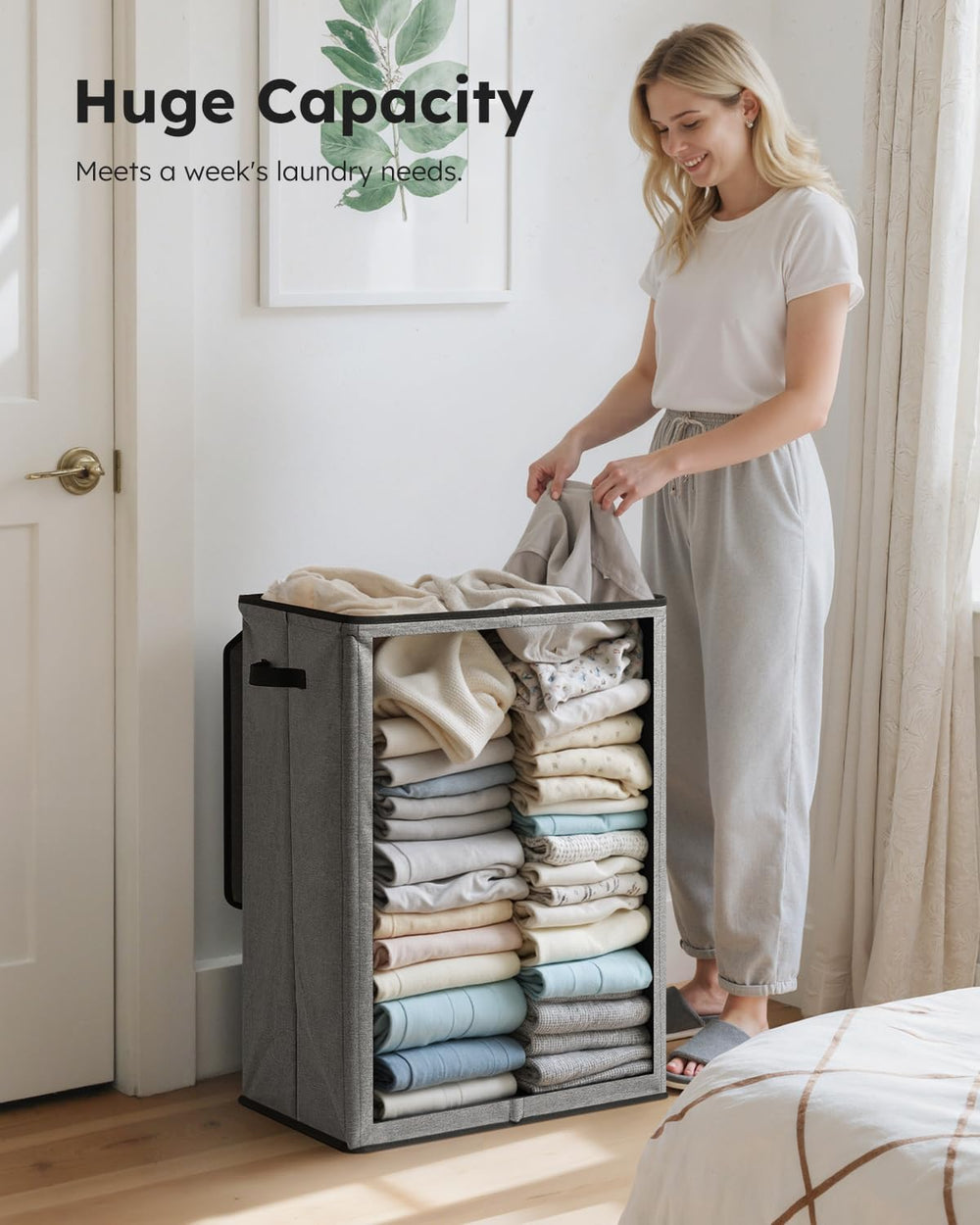 SOLEDI 130L Laundry Hamper with Lid, Large Collapsible Laundry Basket