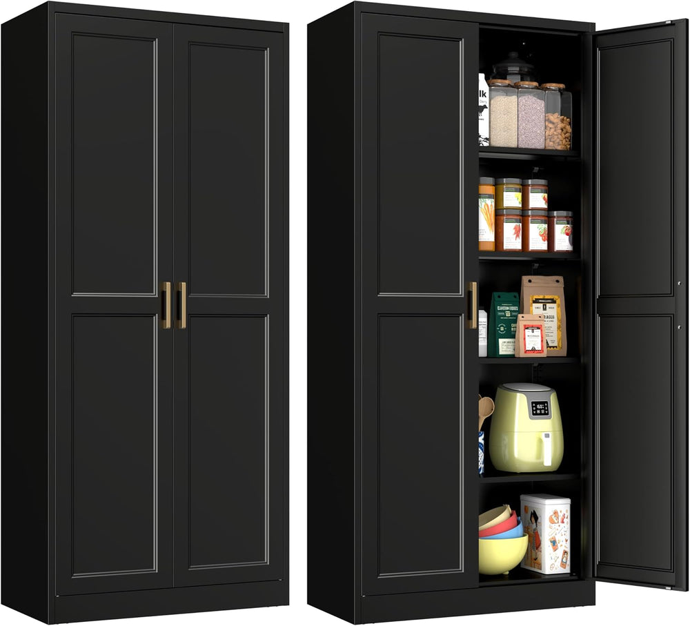 Polup Pantry Cabinet, 71" Tall Metal Storage Cabinet with Doors and Shelves