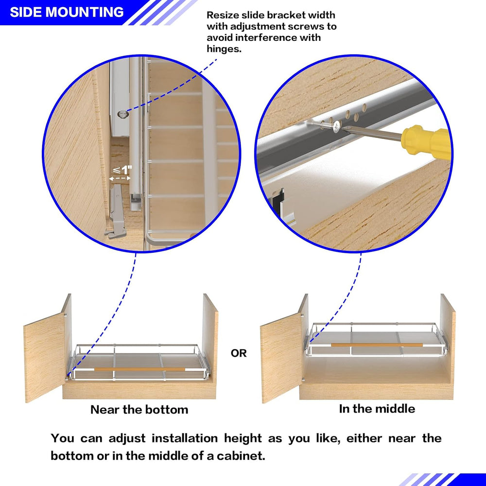 Pull Out Drawer Cabinet Organizer, Expandable Slide Out Storage Shelves - Hea...