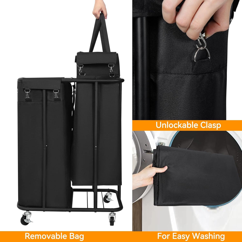 WOWLIVE Double Laundry Hamper with Wheels, 170L Rolling Laundry Basket