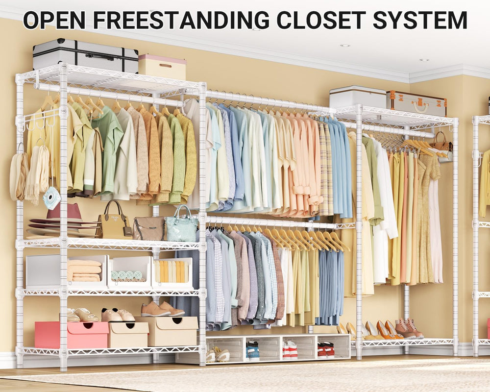 Clothing Rack for Hanging Clothes: Heavy Duty Clothes Rack, 71.5-91" W E...