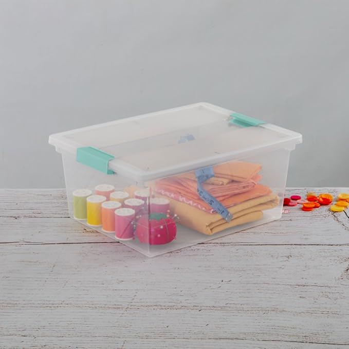 Sterilite 12-Pack Clip Box, Stackable Clear Plastic Bins