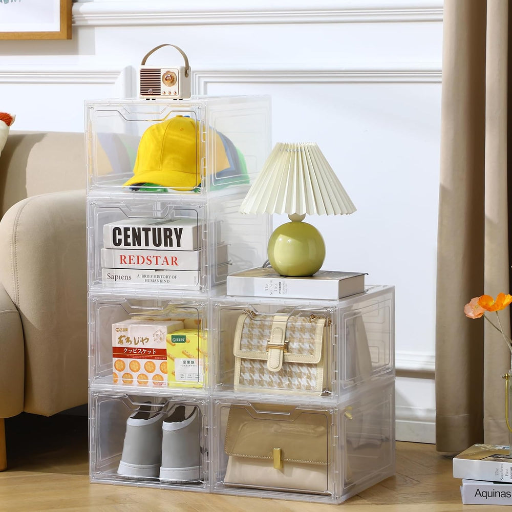 6 Pack Clear Storage Bins with Lids, 19 Qt Closet Organizers and Storage