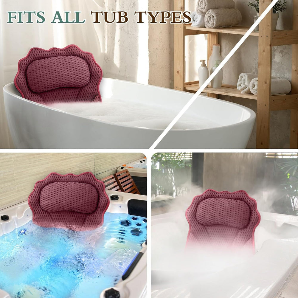 Bath Pillow RUVINCE Ergonomic Luxury Bathtub Pillow with Head,Neck, Shoulder ...