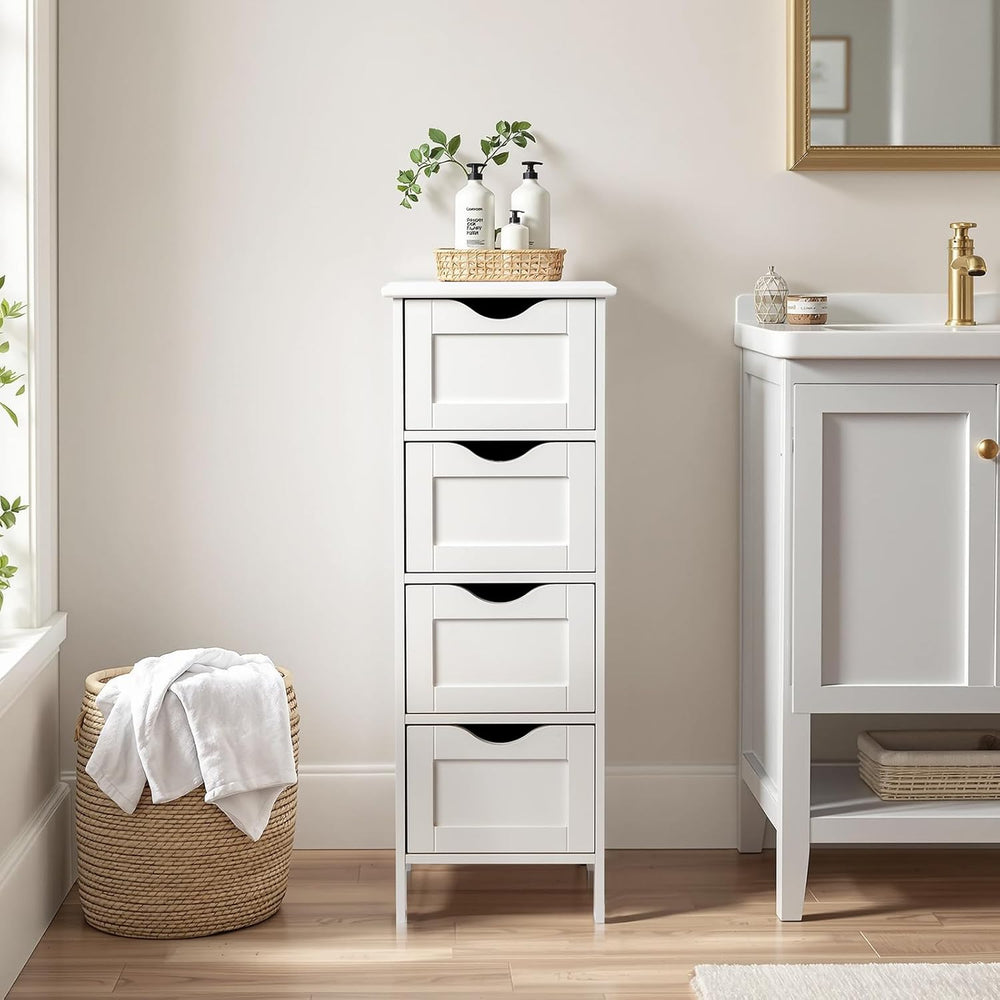 Bonnlo Skinny Bathroom Floor Storage Cabinet,White 12 Inch Wide Deep Small St...