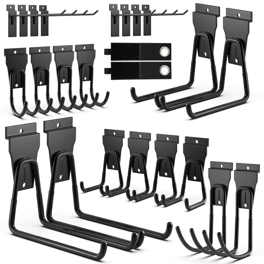 24 Pack Slatwall Accessories, Heavy Duty Slat wall Hooks & Storage Straps