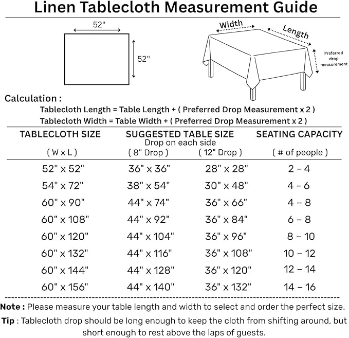 Solino Home Black Linen Tablecloth 52 x 52 Inch - 100% Pure Linen Square Tabl...