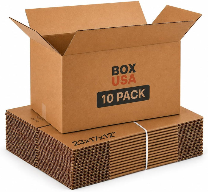 BOX USA Moving Boxes Large 23L x 17W x 12H 10-Pack - Corrugated Cardboard Box for Shipping, Mailing, Packing, Packaging and Storage