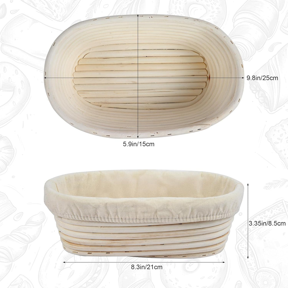 10 Inch banneton bread proofing basket, Set of 6 Natural Rattan Bread Proofin...