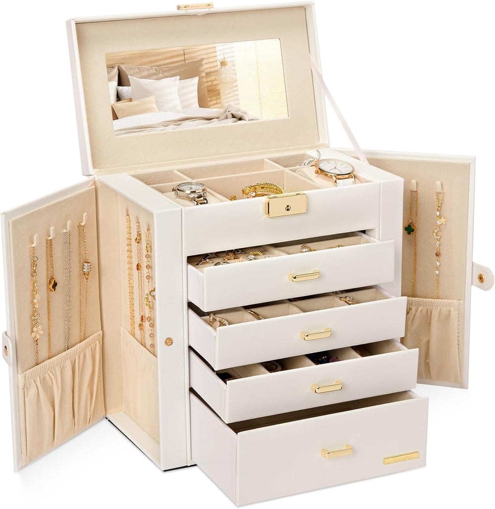 Homde Large Jewelry Box for Women: 5-Layer Organizer with Lock for Dresser