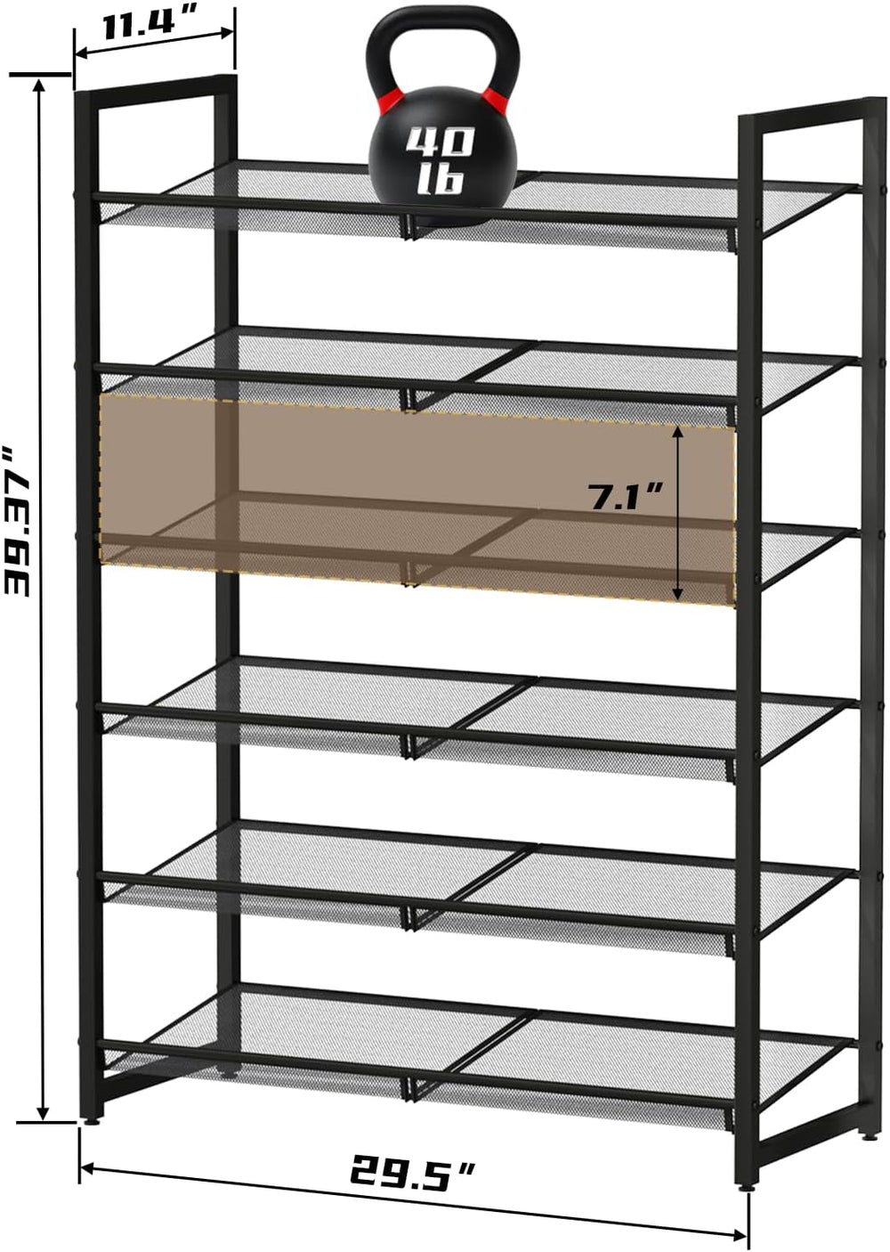 Shoe Rack, 6-Tier Metal Shoe Organizer, Tall Shoe Rack for Closet,entryway,Ga...
