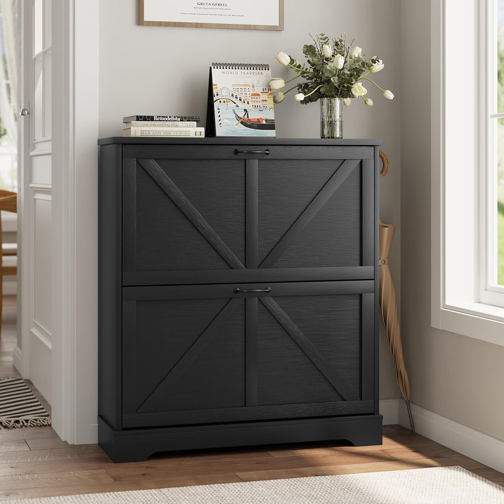 Smart FENDEE Shoe Cabinet, Shoe Storage Cabinet for Entryway with 2 Flip Draw...