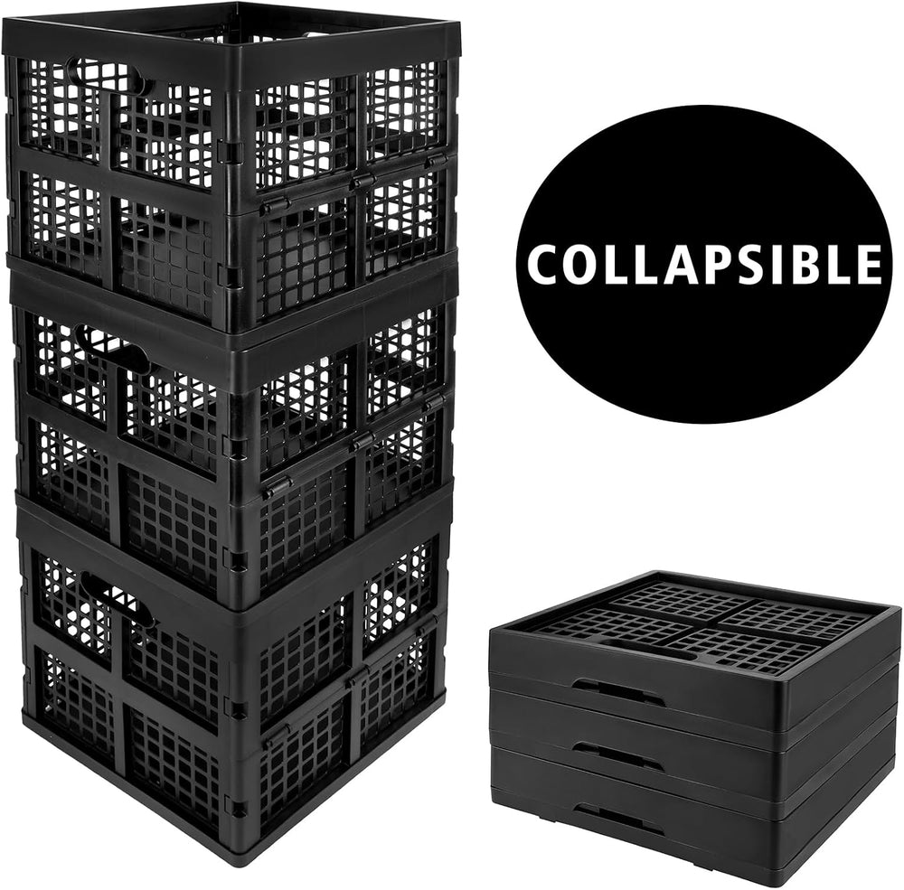 Eslite 3-Pack Collapsible Plastic Storage Crates,Foldable Crates for Storage,...