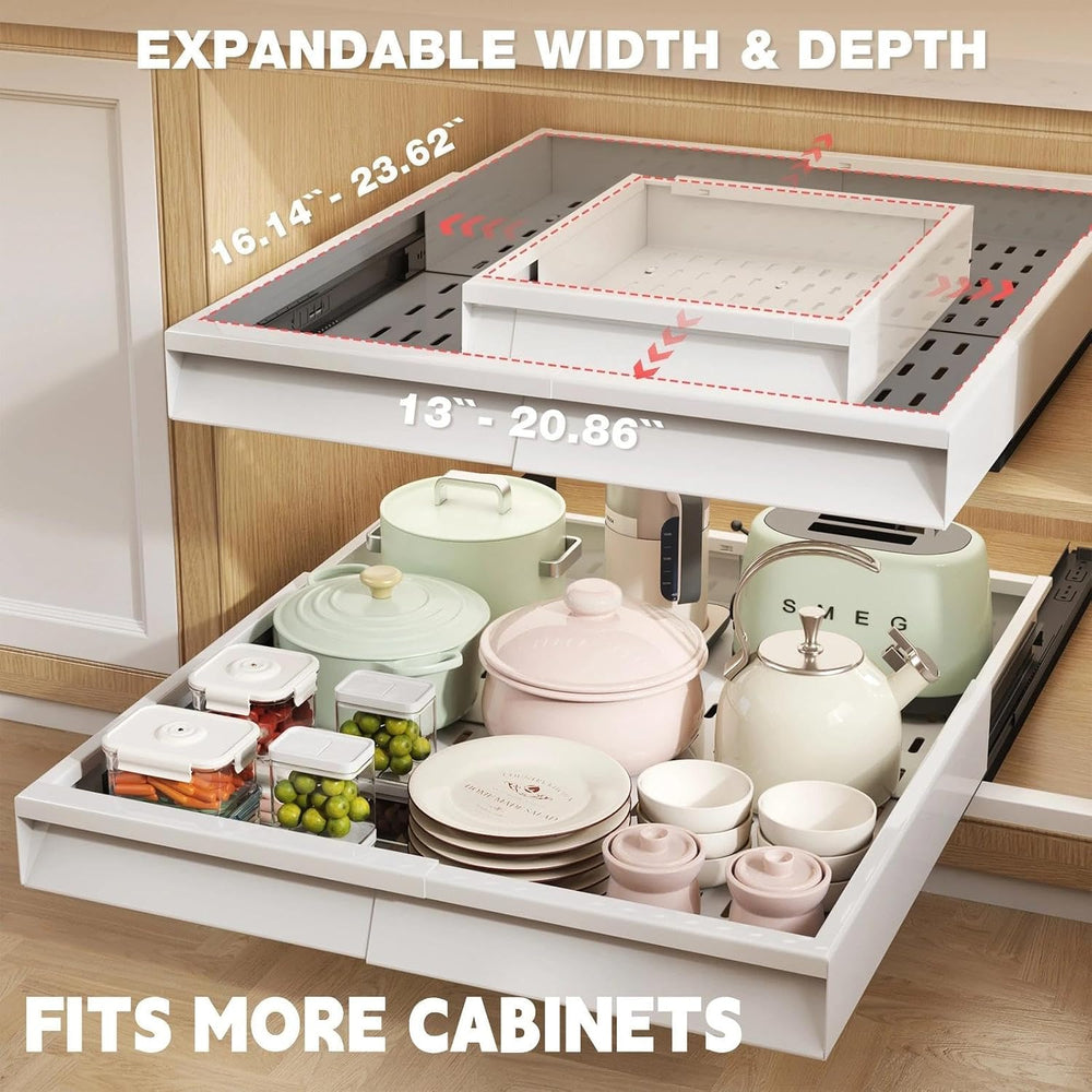 Seinloes Pull Out Cabinet Organizer, 4-Side Expandable to Fit Most Cabinets, ...
