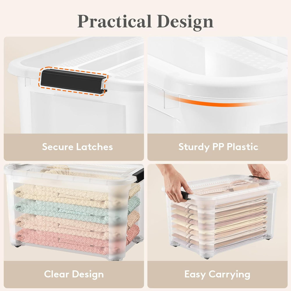 Lifewit 34 Qt Clear Storage Bins with Lids, 6 Pcs