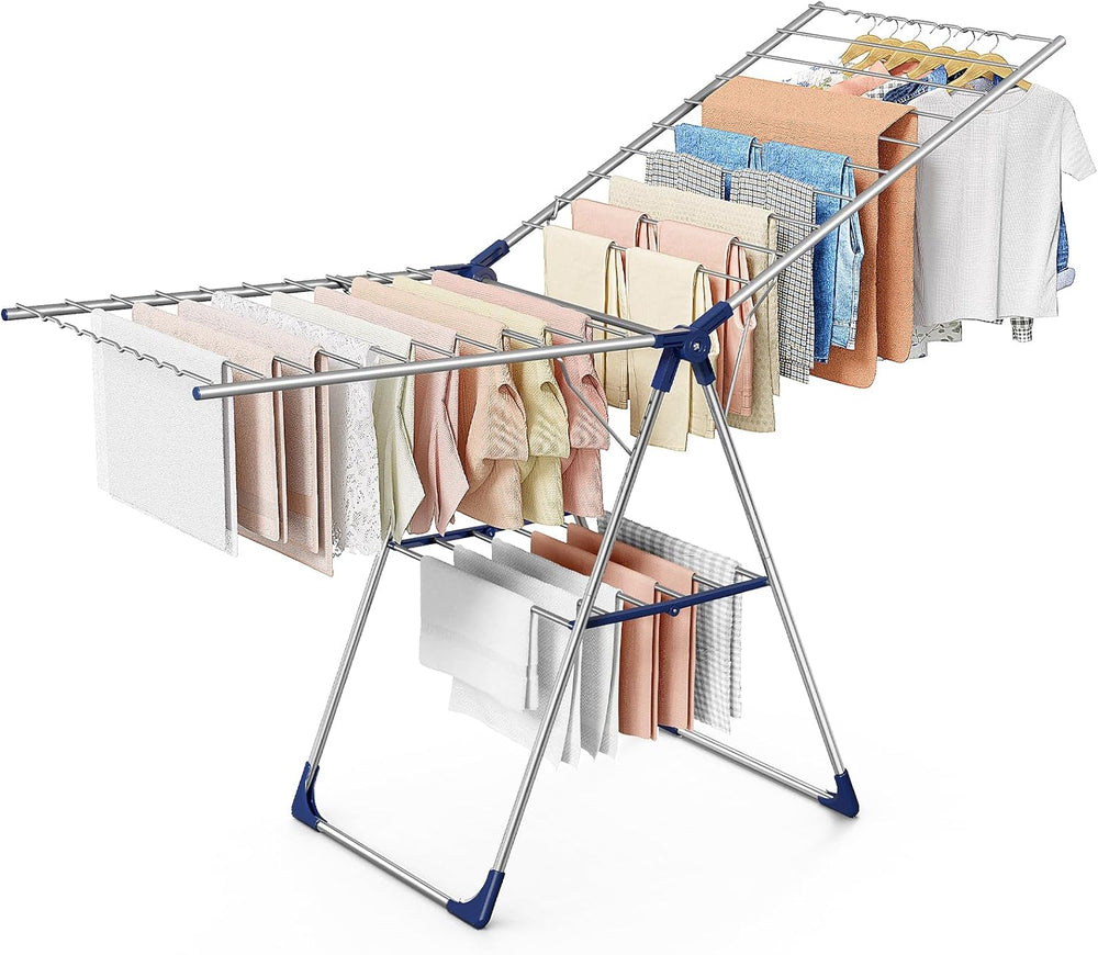Sakugi Clothes Drying Rack, 69.5" Adjustable Wings, Foldable Design