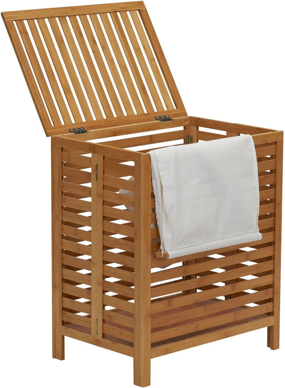 Household Essentials Bamboo Laundry Hamper, Slated Hamper with Natural Cotton...