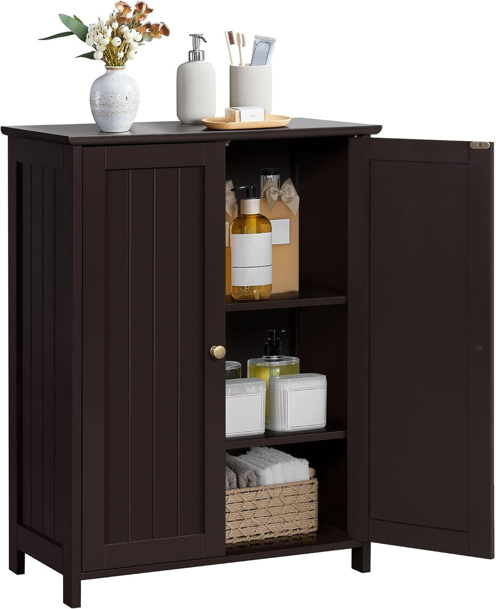 Yaheetech Small Bathroom Storage Cabinet for Towels with 2 Doors, Espresso