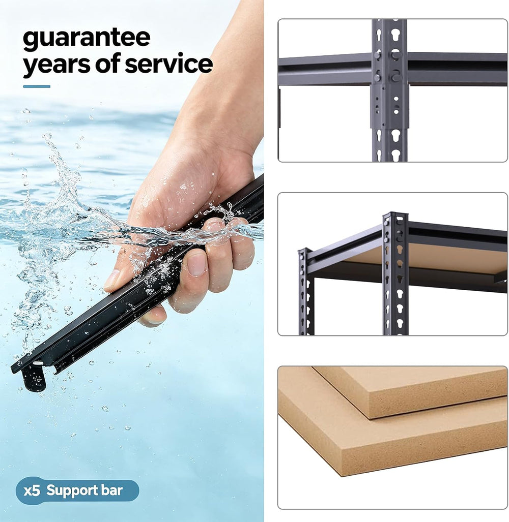 72" H Heavy Duty Garage Shelving, 2400LBS Capacity 5-Tier Storage Shelve...