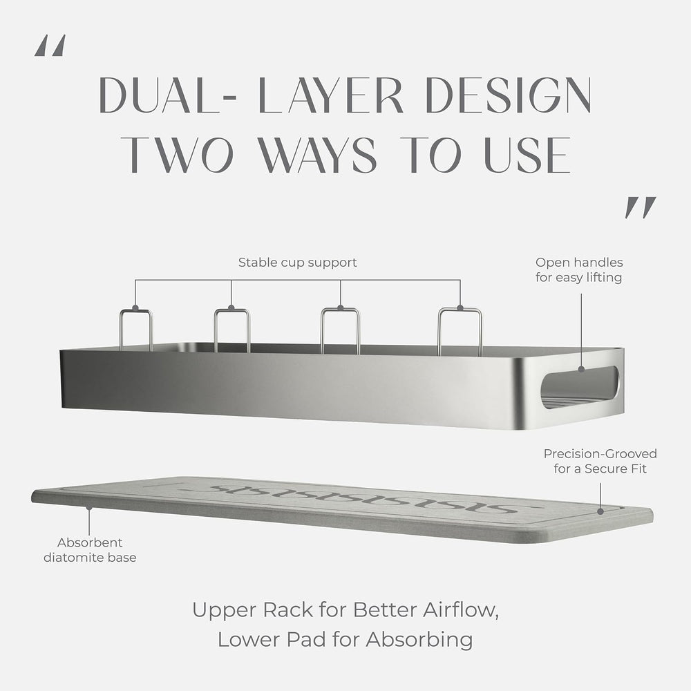 SUS304 Stainless Steel Cup Drying Rack with Diatomite Tray