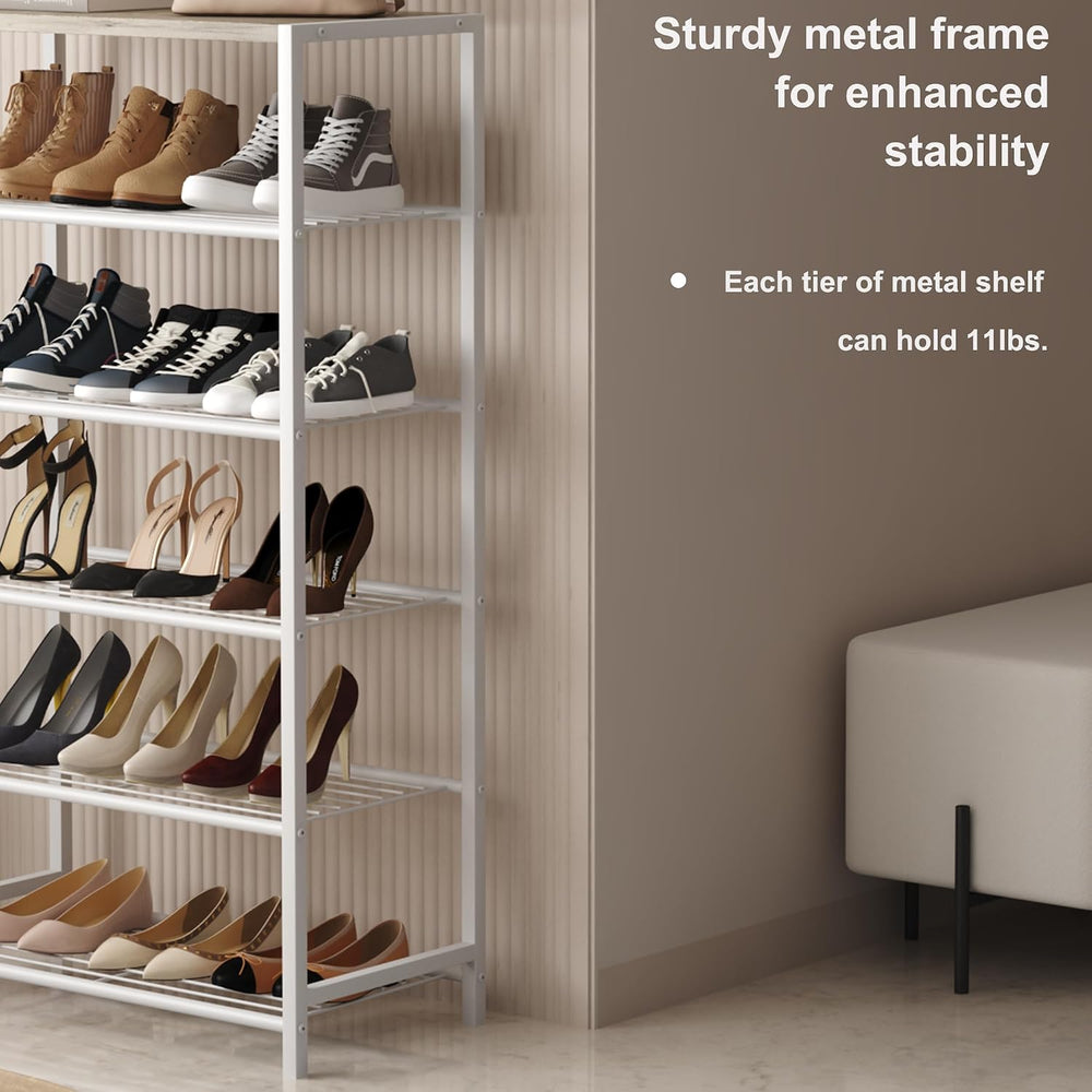 HOMEFORT Shoe Rack 6-Tier, Shoe Storage Shelf, Industrial Shoe Tower, Narrow ...