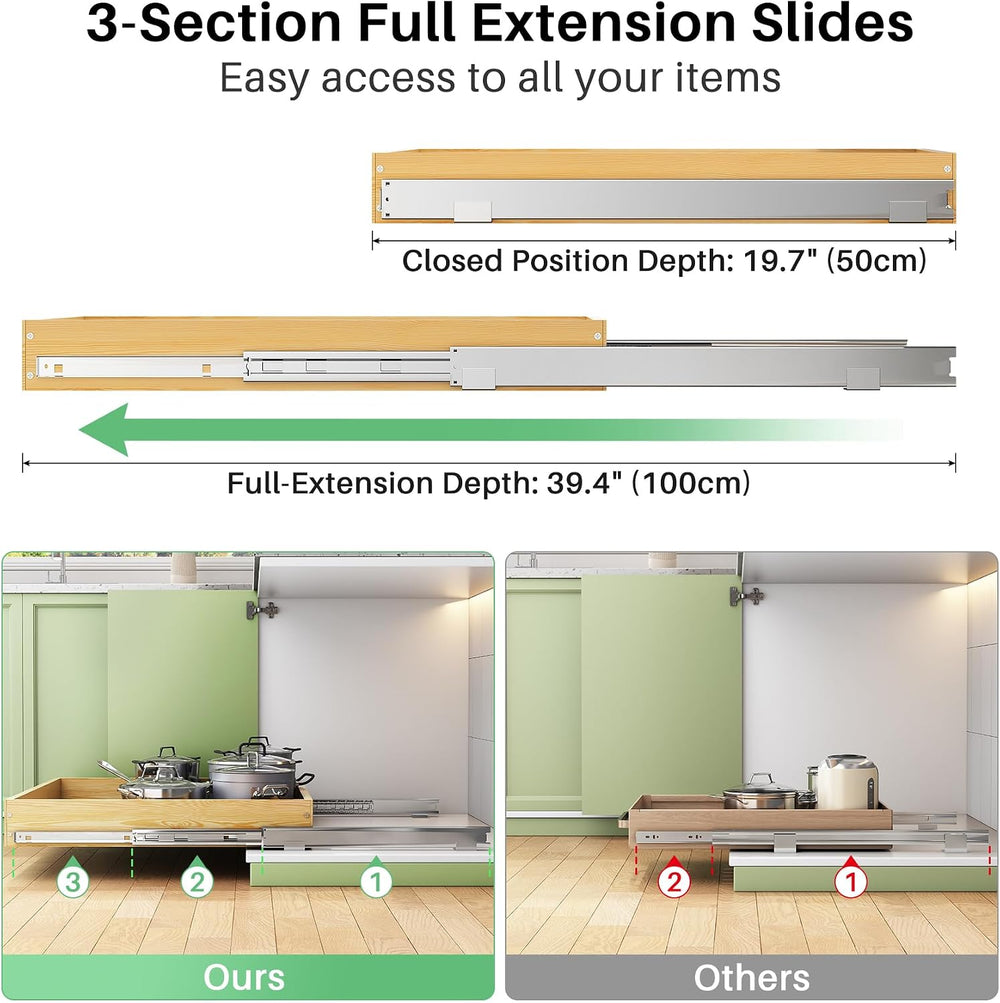 Pull Out Cabinet Organizer, Soft Close Wooden Slide Out Drawers for Pots and ...
