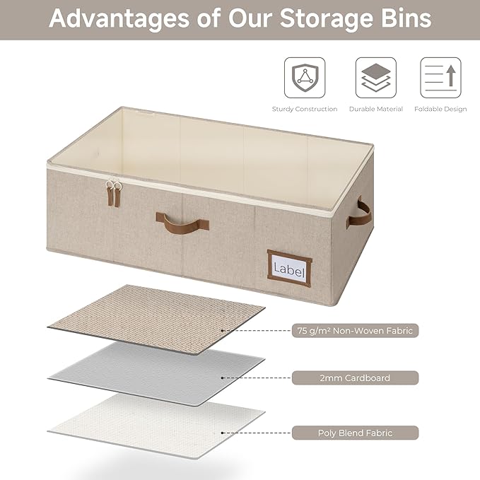 StorageWorks Under Bed Storage Bins, 90L Clothes Organizer