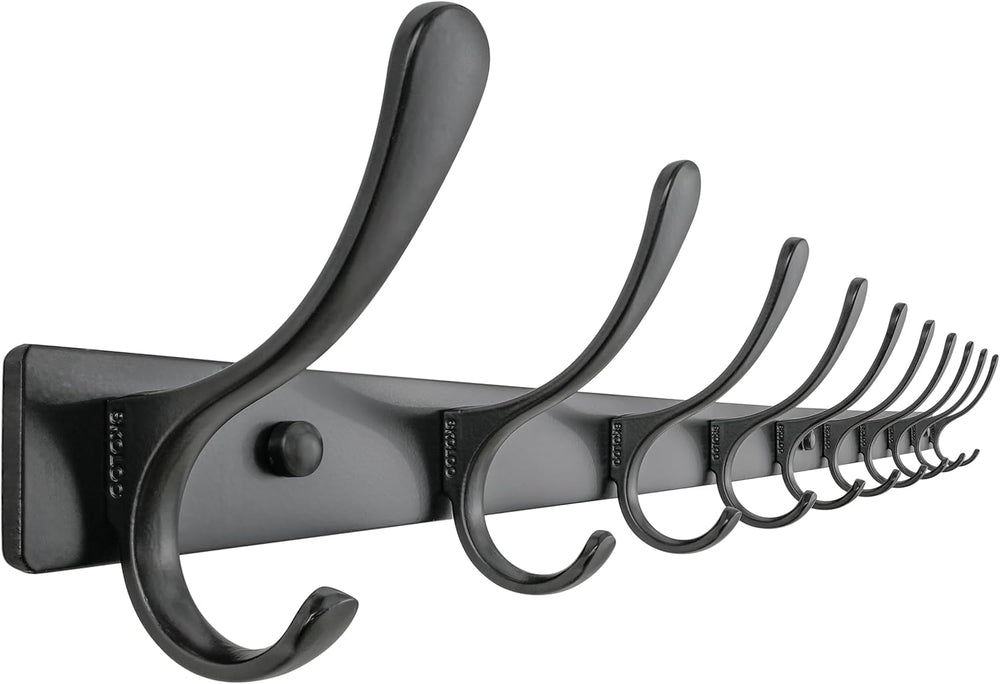 SKOLOO Coat Rack Wall Mounted - 10 Hooks, Heavy Duty, Stainless Steel, Metal ...