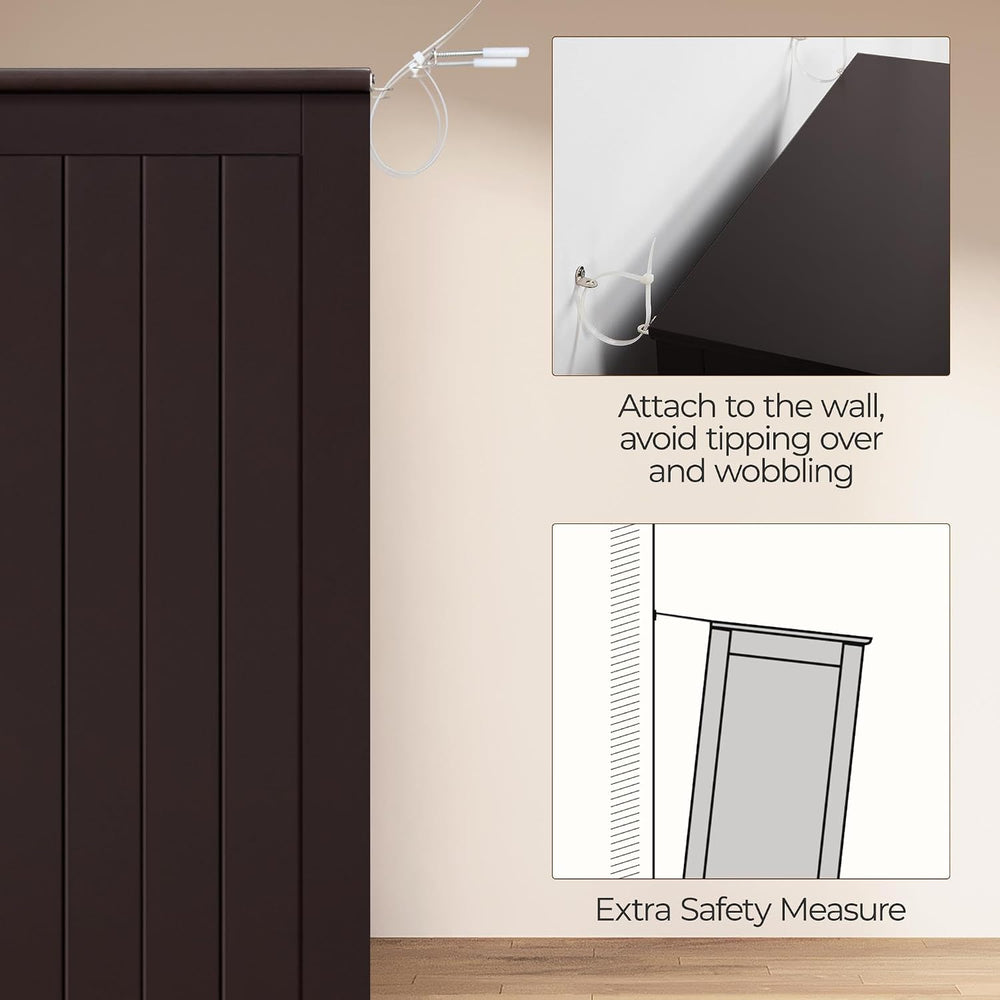 Yaheetech Small Bathroom Storage Cabinet for Towels with 2 Doors, Espresso