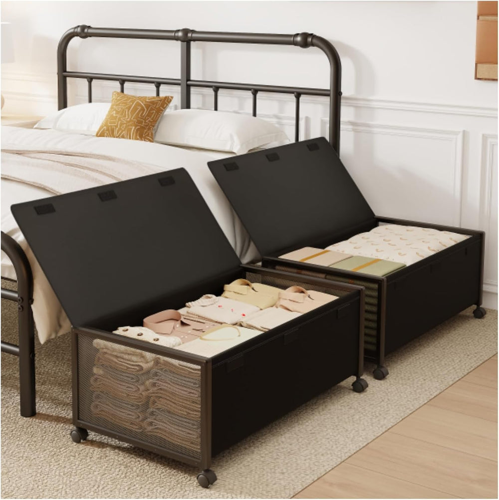 Fokyfok 2Pack Under Bed Storage Containers,12 inch Height,31 inch Long