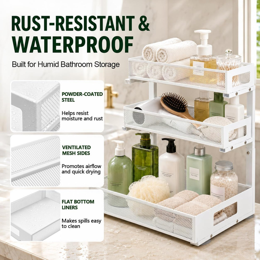 3 Tier Under Sink Organizer for Bathroom, Pull Out Drawers, 1 Pack