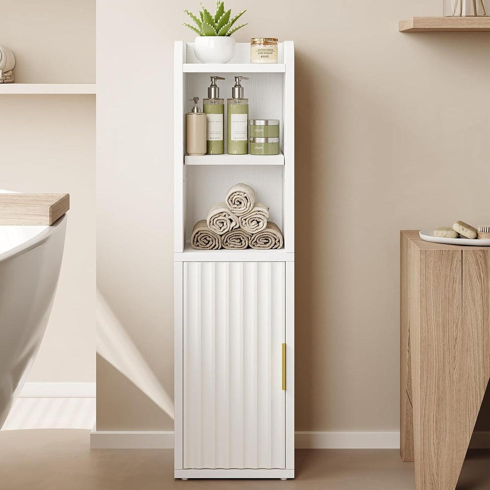 Yoobure Fluted Small Bathroom Storage Cabinet, Narrow Toilet Paper Cabinets