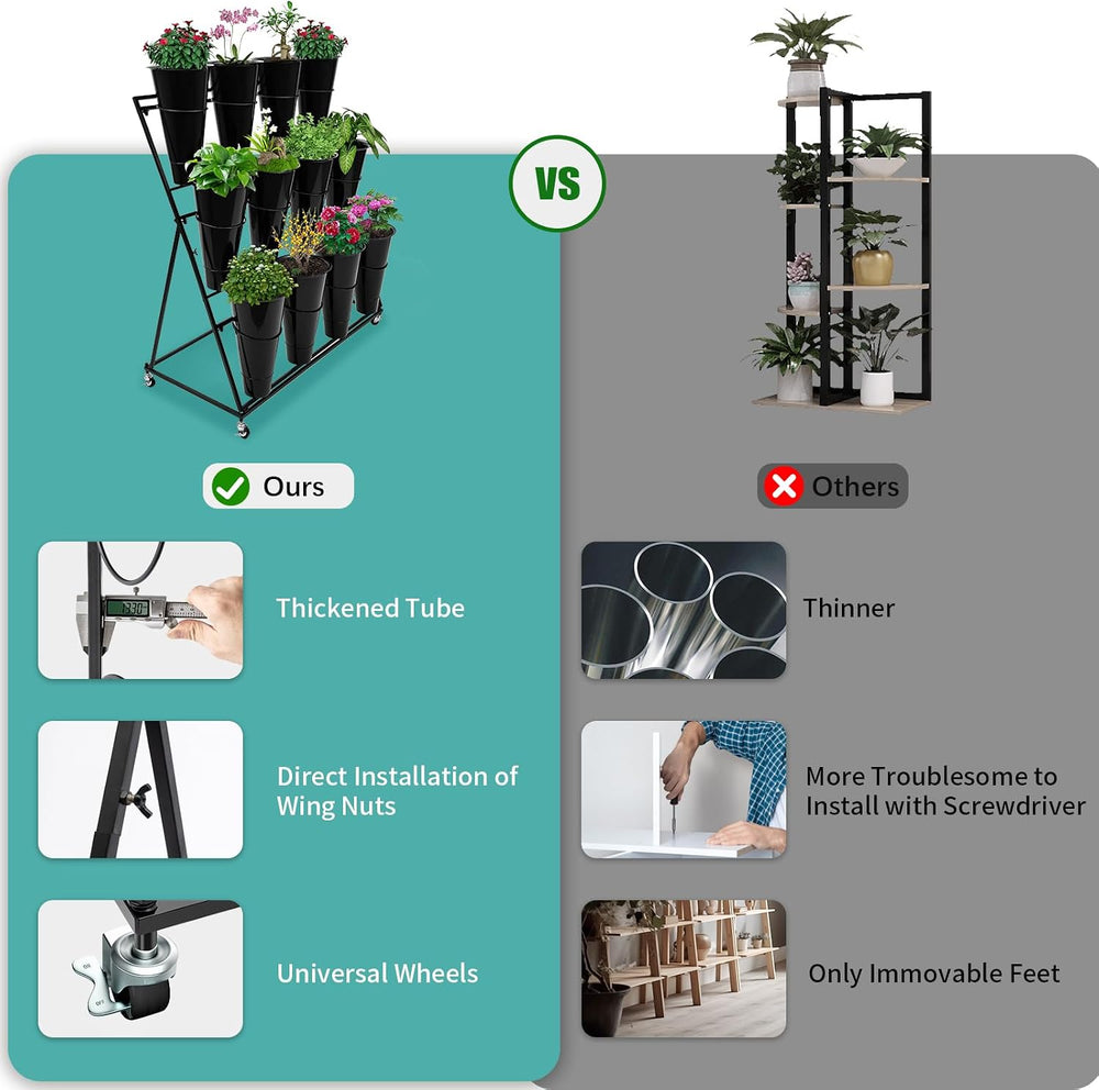 Flower Plant Display Stand Flower Plant Stand with Wheels 3 Tier Flower Displ...